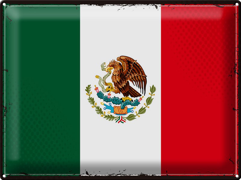 Tin Sign Flag Mexico 40x30cm Retro Flag of Mexico
