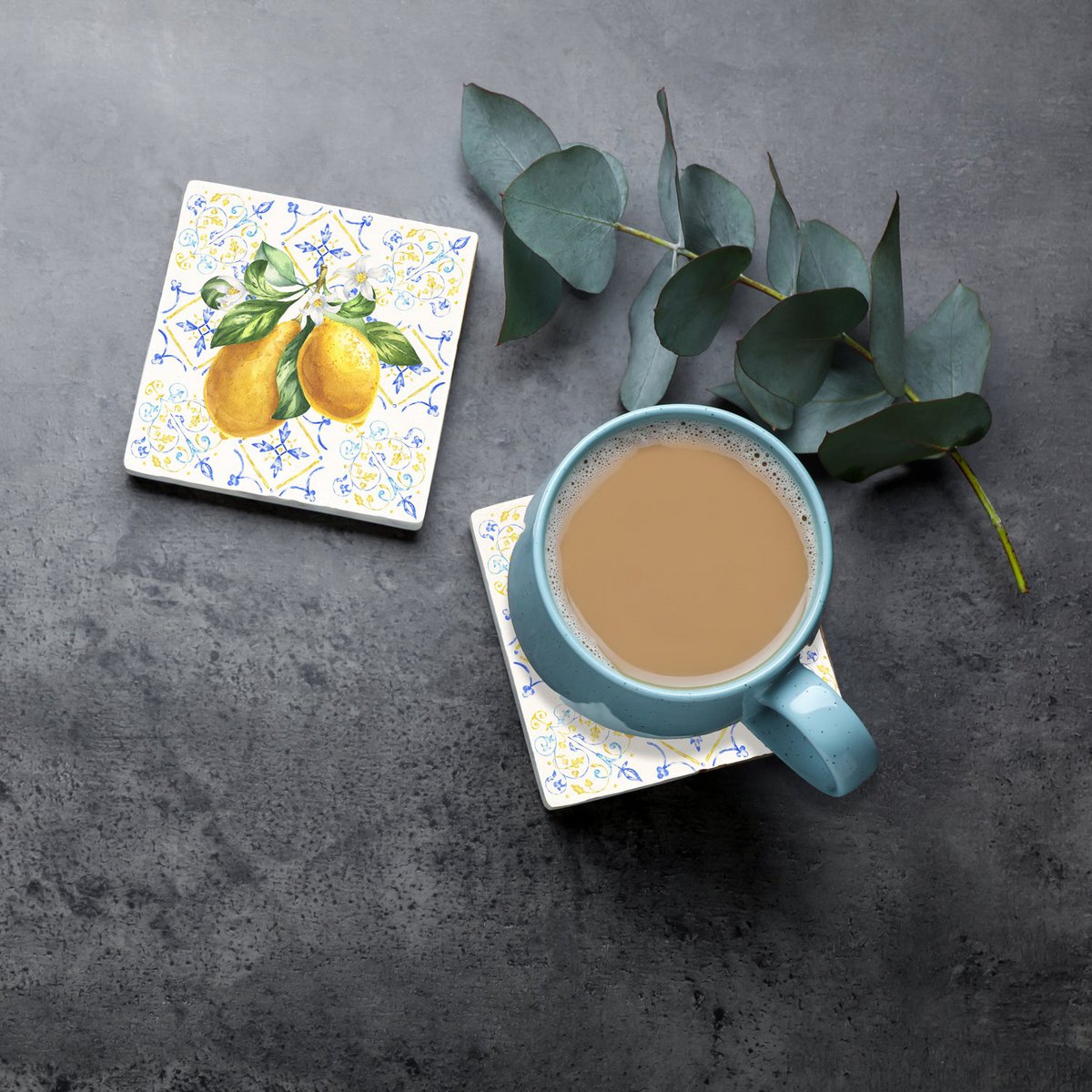 Stone Coaster Set - Italian Lemon
