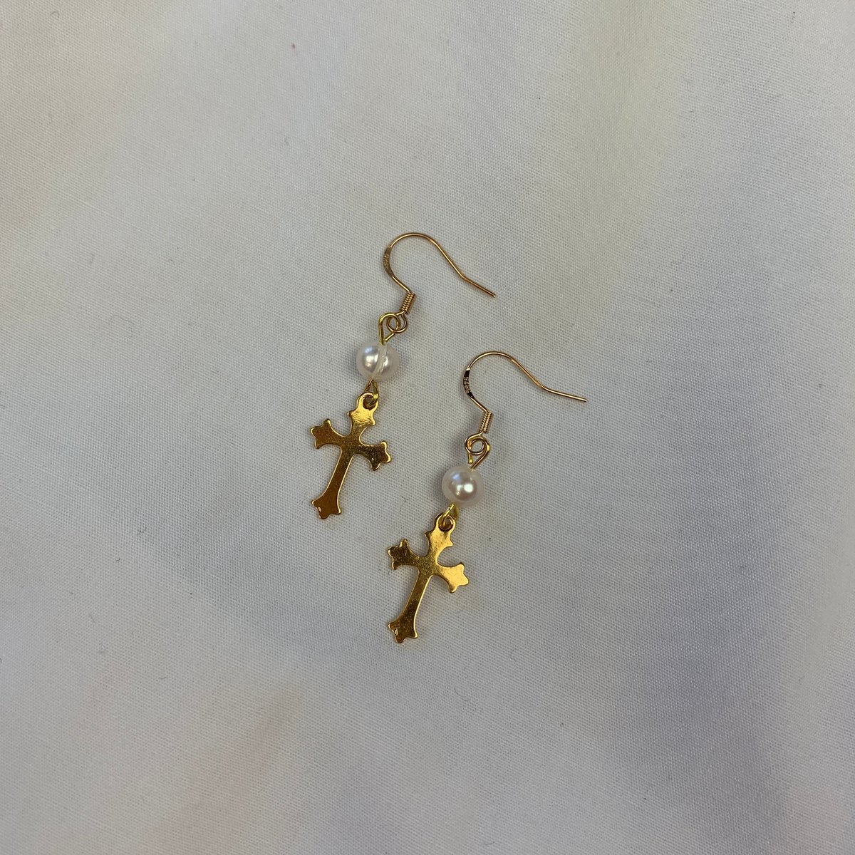 Pearls Cross Earrings