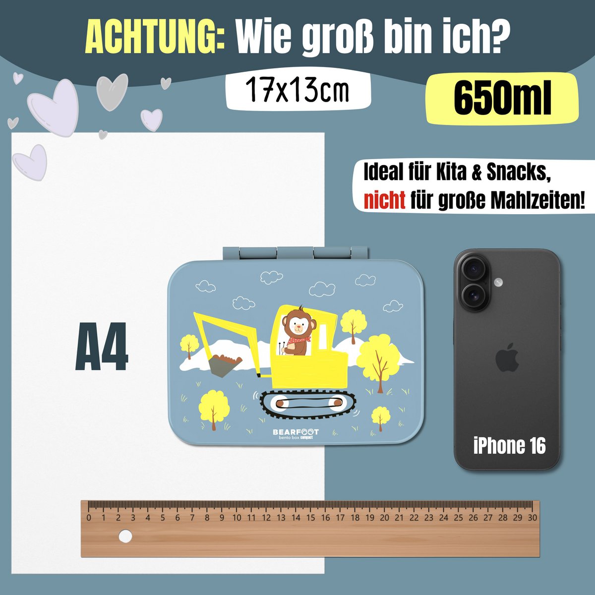 Leaf kan met compartimenten, licht en lek - proof - graafmachine blauw
