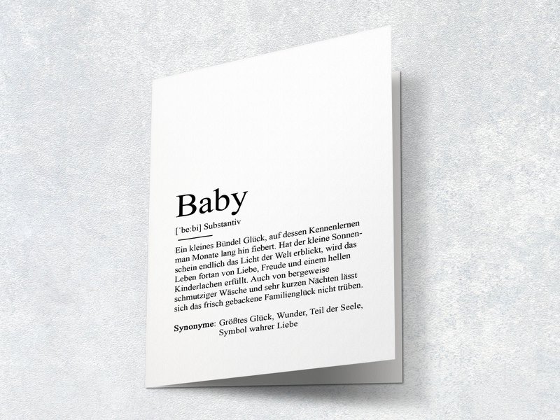 Definition "Baby" greeting card