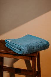 Pamukia – Juego de baño familiar GOTS azul para 4 | 100% Algodón Orgánico | 650 G/M