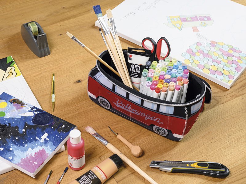 Volkswagen VW T1 Bus 3D Neoprene Universal Bag - Small - /Red & Black