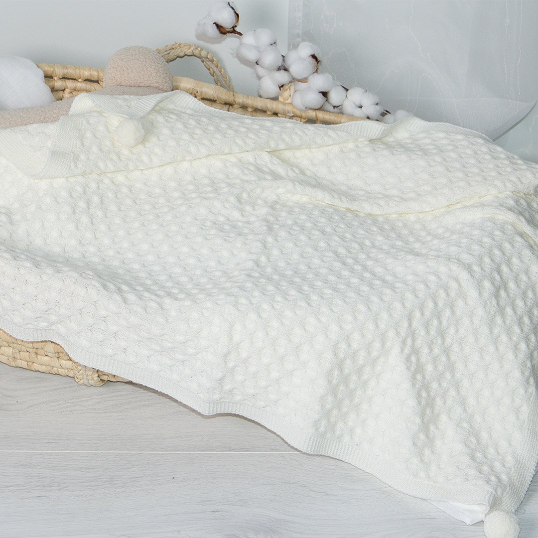 Morbida coperta con pompon "LILY' 70x90