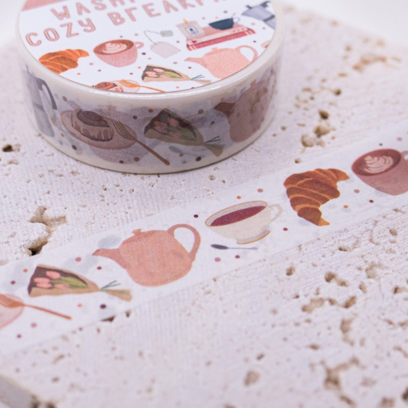Washi Tape Frühstück Kaffee Klebeband Breakfast Pattern - Cozy Brunch Washi Tape