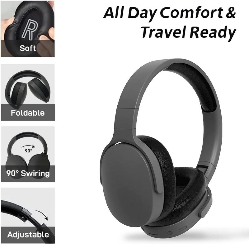 % 23P2961 Écouteurs sans fil Bluetooth 5.3 sur l'oreille, casque stéréo Hifi, True Sports, avec écouteurs TF/AUX, lecteur de musique avec micro HD