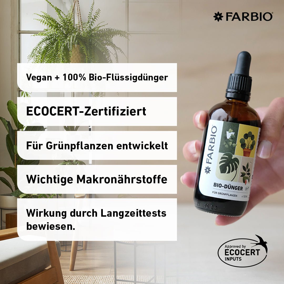 FARBIO® organic liquid fertilizer for green plants | Important nutrients for your plants