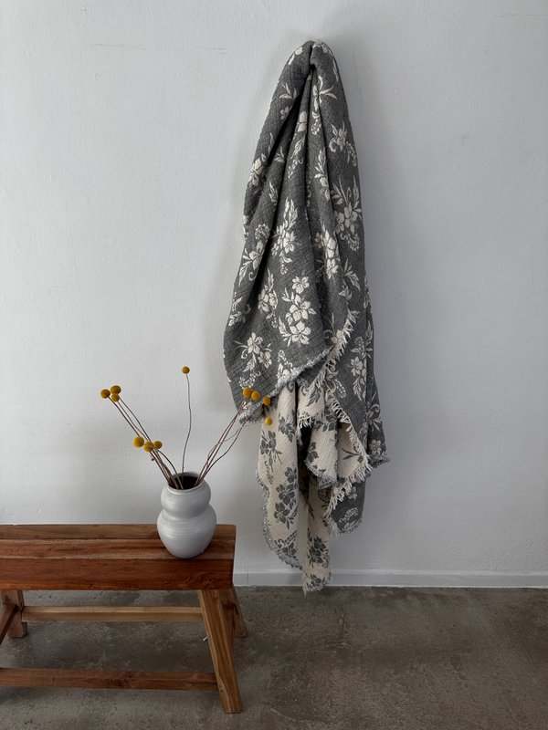 Muslin blanket - ROSE - gray-white - 2.20 x 2.50 m fair
