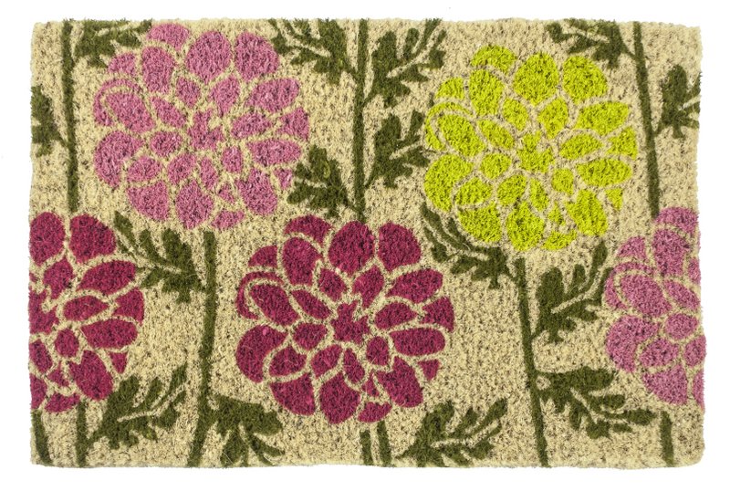 Dahlias Handwoven Coconut Fiber Doormat