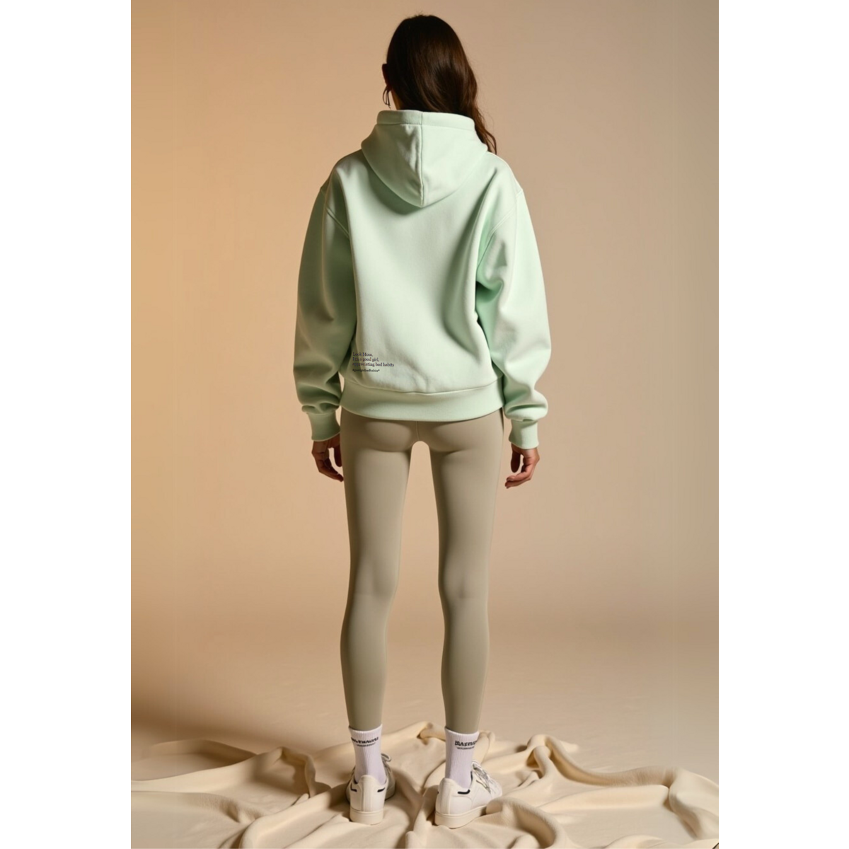 Hoodie mit Reißverschluss "GGBH" - Beige