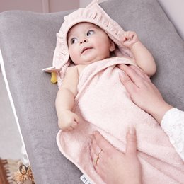 Bath cape terry cloth Ruffle Soft Pink