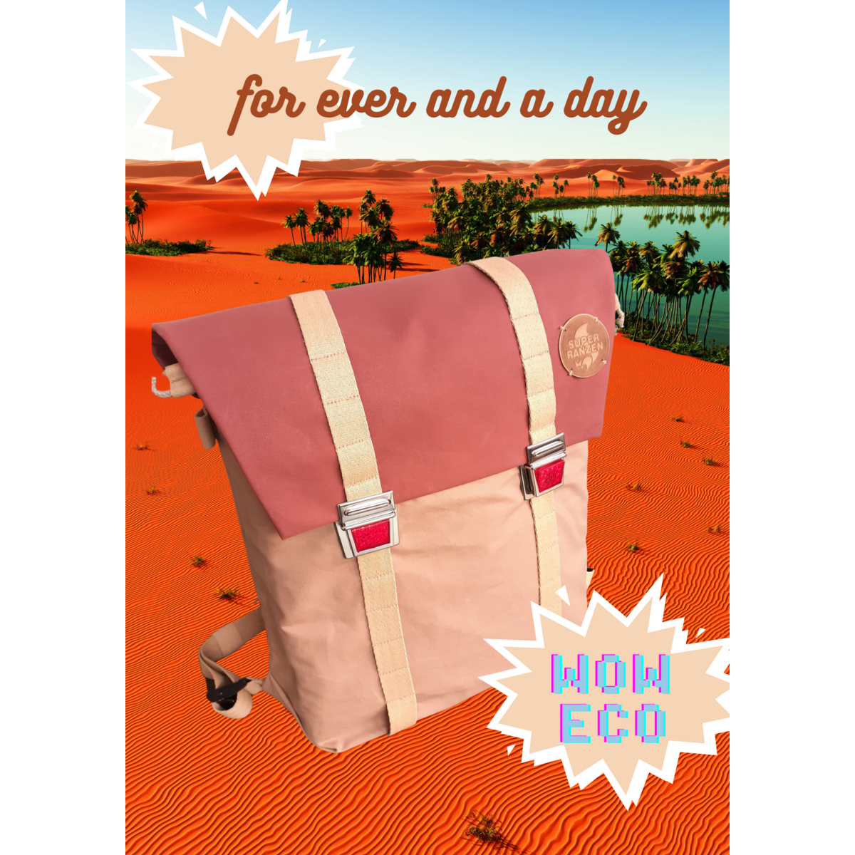 CARTERA CAT EYES – ECO HEMP »OASIS« SAND-RED TERRA