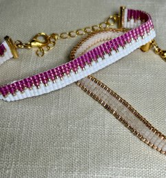 Bracelet miyuki beads white/pink