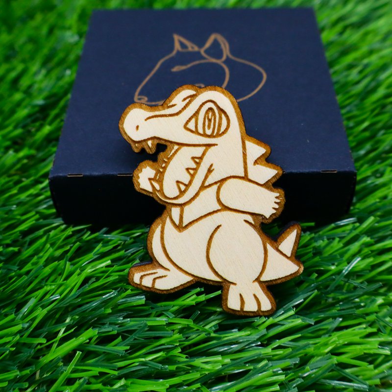 Drewniany Totodile Pokémon Magnet, Custom Geek Anime Gamer Room Room Prezent, Nerd Game Game Fan Dekoracja domowa
