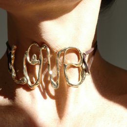 Chokerkrave guldkæde Love