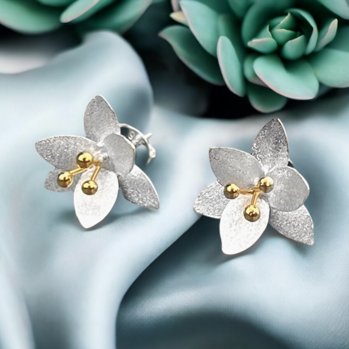 Oorknopjes met bloemen - 925 sterling zilver - OHR925-33