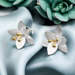 Oorknopjes met bloemen - 925 sterling zilver - OHR925-33