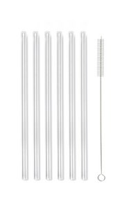 SET of 6 glass straws transparent 20cm AMO 6605