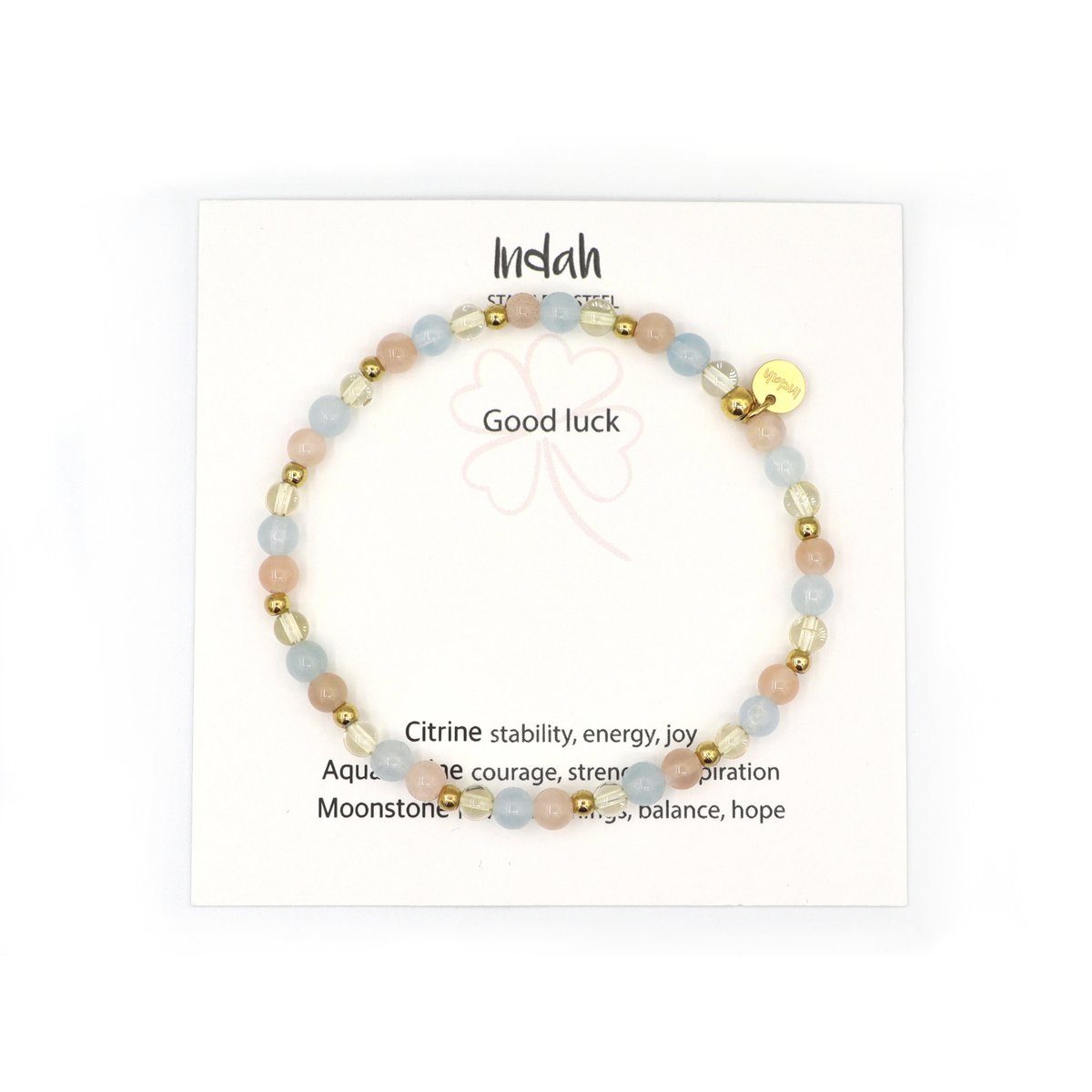 Natuursteen armband good luck, zilver of goud