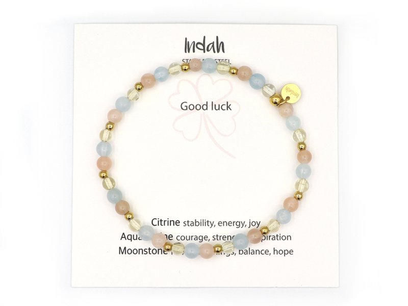 Natuursteen armband good luck, zilver of goud