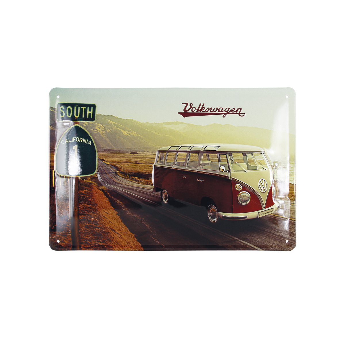 Volkswagen VW T1 Bus Metal Sign 20x30cm - Highway 1/Multicolored