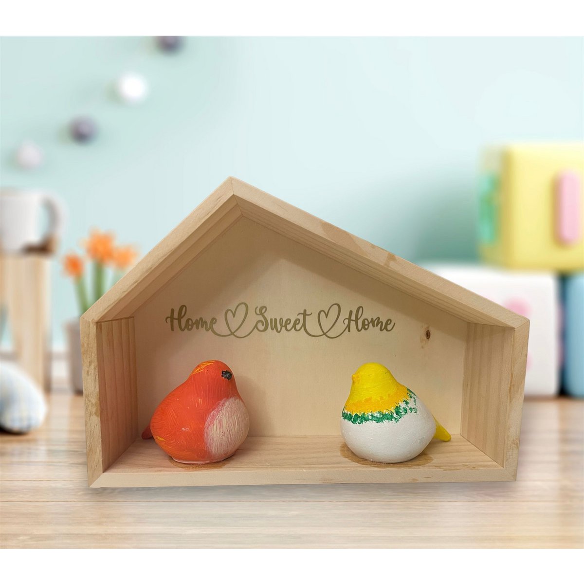Exclusive ! Home Sweet Home Wooden Decor with Birds