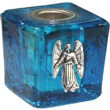 MINI BOUGEOIR CUBE DE VERRE - TURQUOISE-CAMAEL