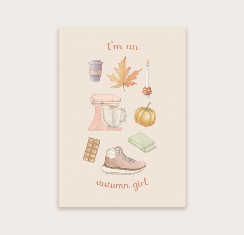 cartolina "ragazza d'autunno"
