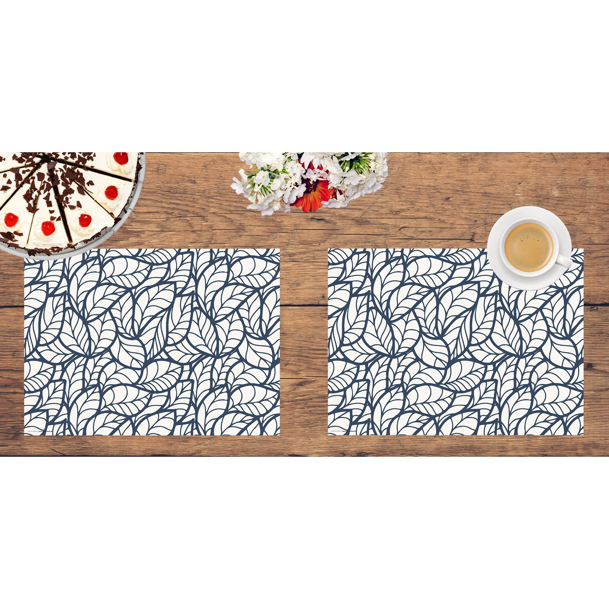 Abstract bladerenpatroon | Placemats van premium vinyl 44 x 32 cm - 4 stuks