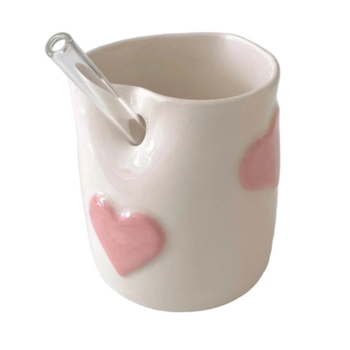 Heart Ceramic Cup Handmade Matcha & Iced Coffee Cup