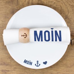 Plato de porcelana Moin ancla corazón
