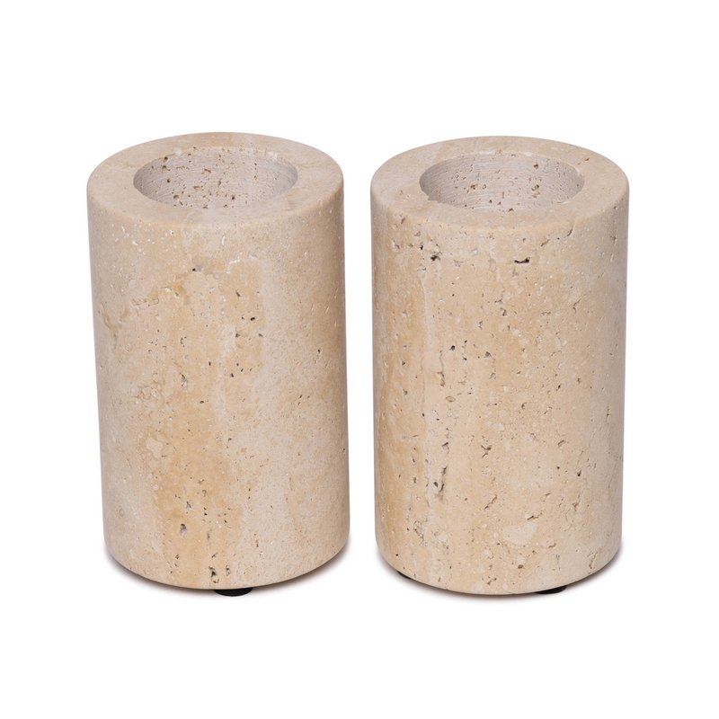 Portavelas de travertino L Ø6x10cm