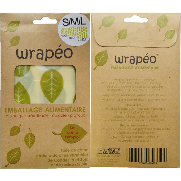 Ceras vegetales wrapéo - juego de 3 S/M/L - 18x20 / 25x28 / 33x35,5 cm