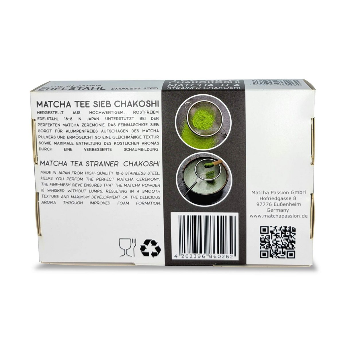 Matcha theezeefje Chakoshi gemaakt van roestvrij staal