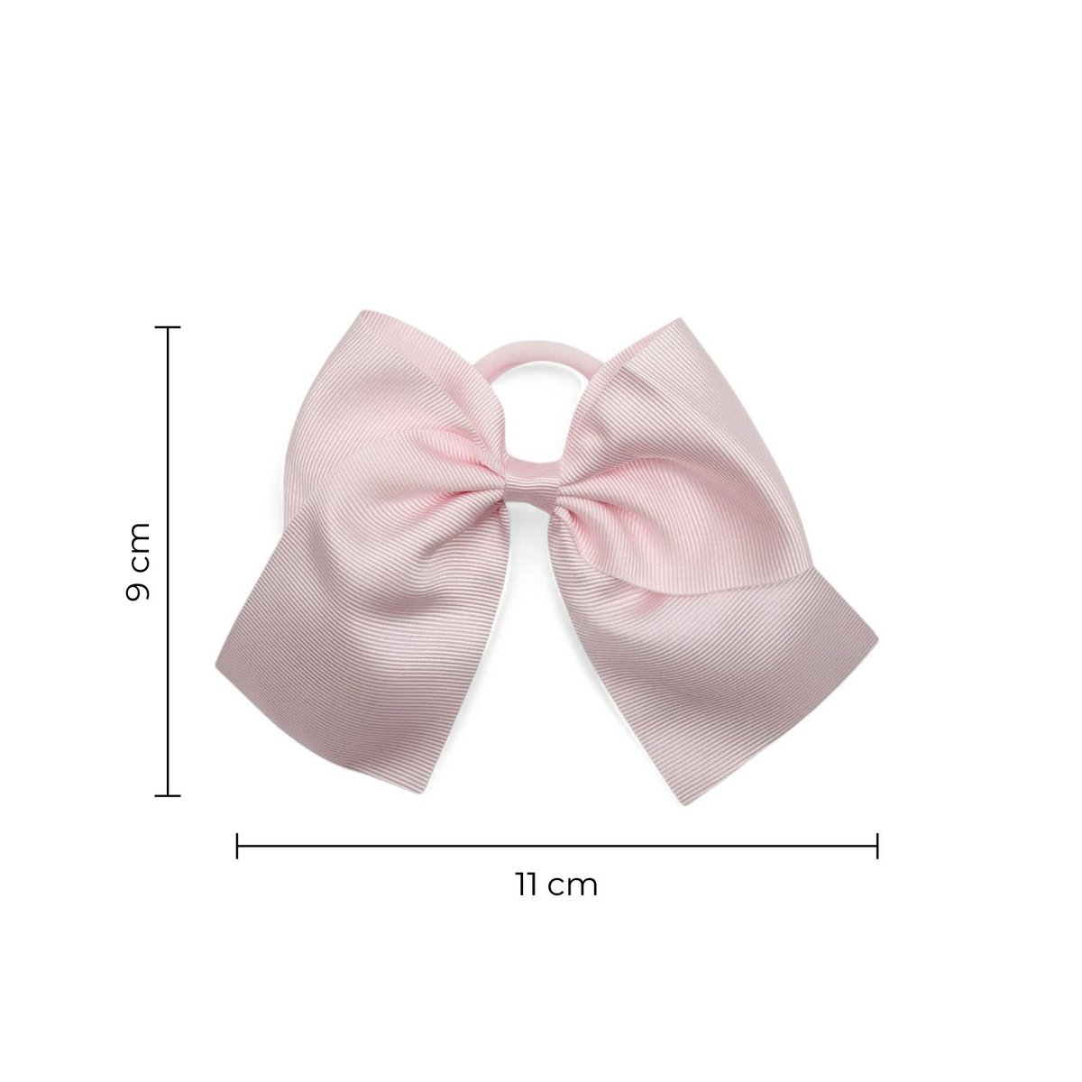 Hair Bow with Acrylic Rubber Band - Grosgrain Ribbon - 11 x 9 cm - Pastel Pink