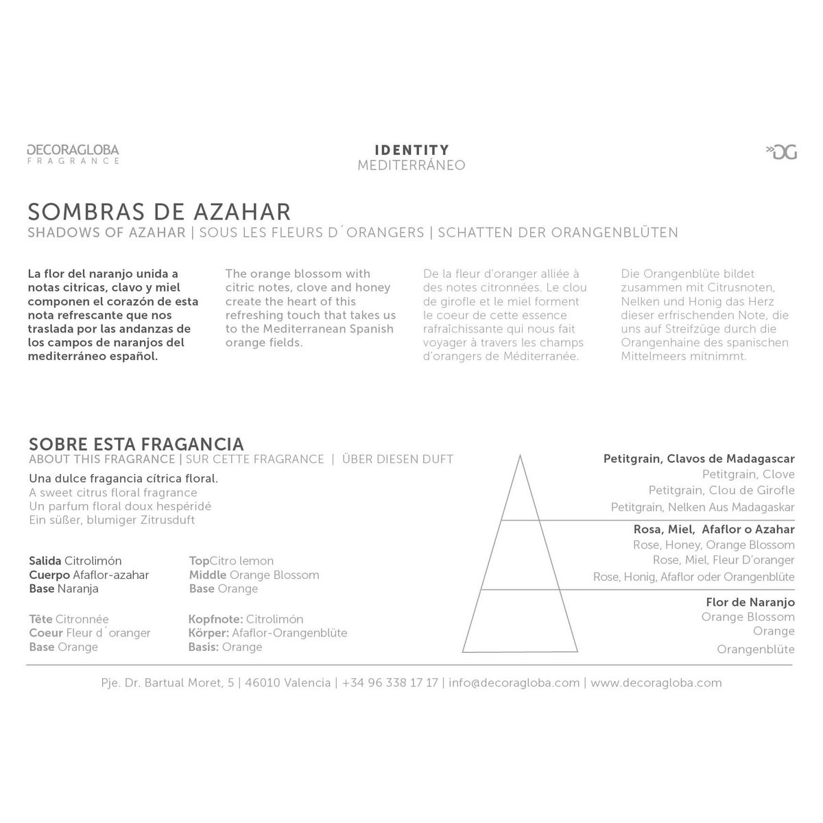 Refill for Mikado diffuser | Floral and citrus fragrance |  Sombras de Azahar | 250ml/8.45 fl.oz