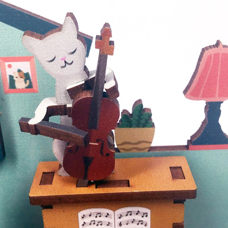 Tonecher, Diy 3d Houten Puzzel, Kalender, The Cats Musical, TQ004, 10,4x8,9x13,3cm