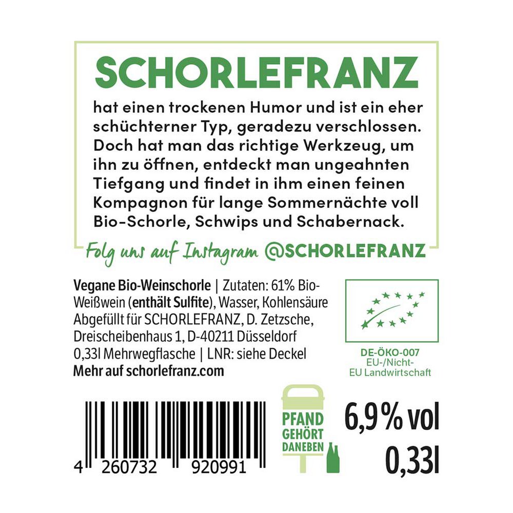 Schorlefranz de vino blanco Spritzer orgánico 0.33L (Spritzer de vino)