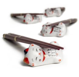 Edo Chopstick stones, Cat, 5cm, porcelain, mix van 3 designs