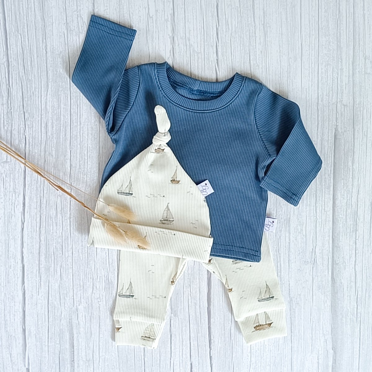 Langærmet Rib Jersey Mørke Jeans Blå