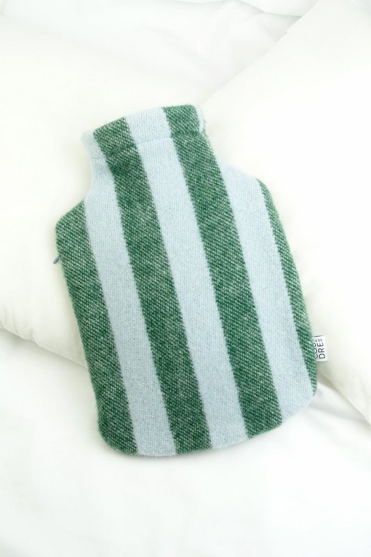 Hot water bottle cover STRIPES sky / forest