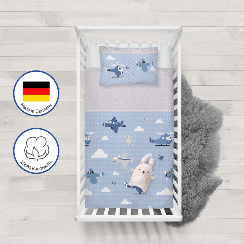 Beaver bed linen set 100x135cm airplanes blue