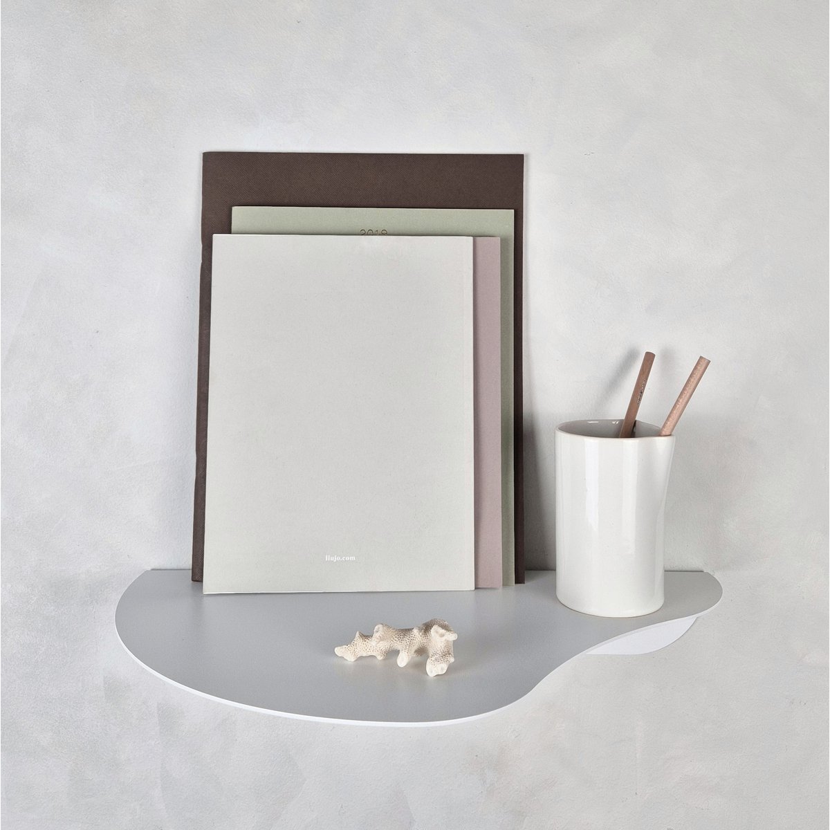 Wall shelf MOSS, white, beige, black