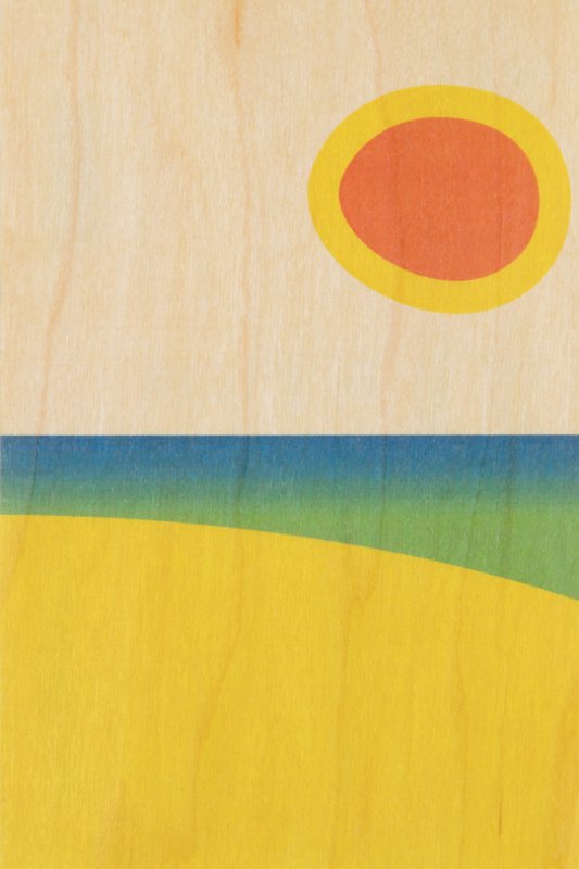 Miami sunset wooden postcard