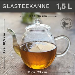 Creano glass teapot 1.5l with stainless steel strainer