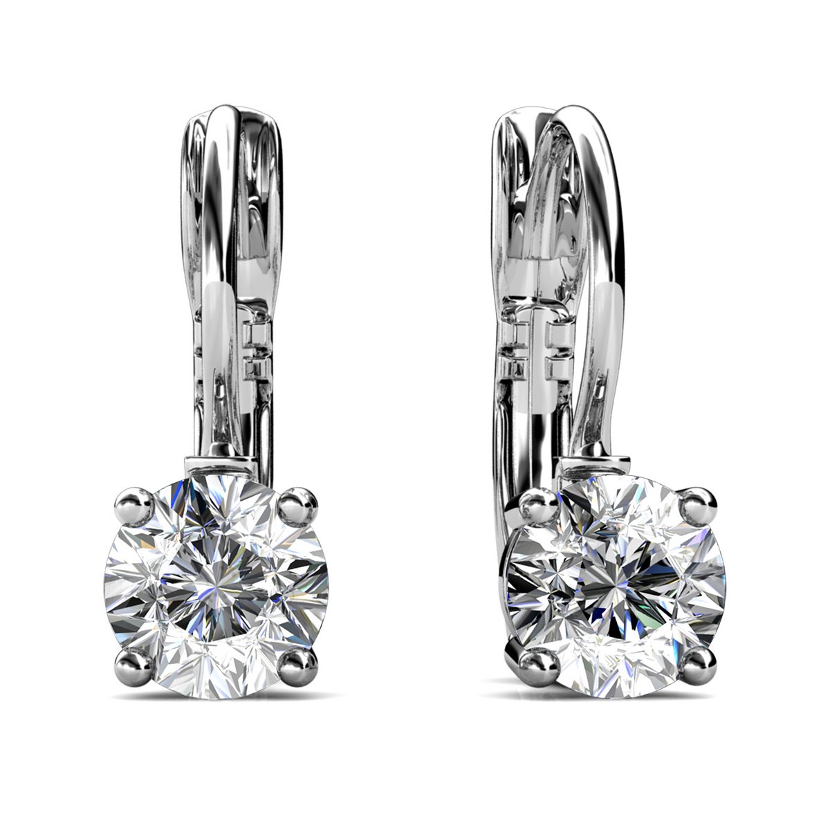 Round Earrings - Silver and Crystal