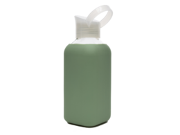 Army green thermos bottle made of durable material with a secure lid for easy drinking.