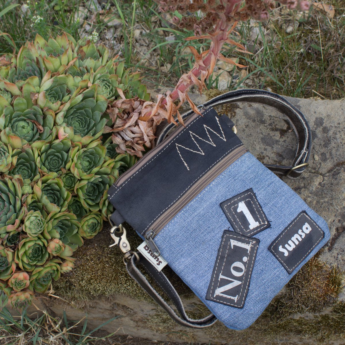 Sunsa dames schoudertas. Schoudertas in vintagestijl. Canvas handtas. kleine crossbodytas voor dames. Sterrenbadge