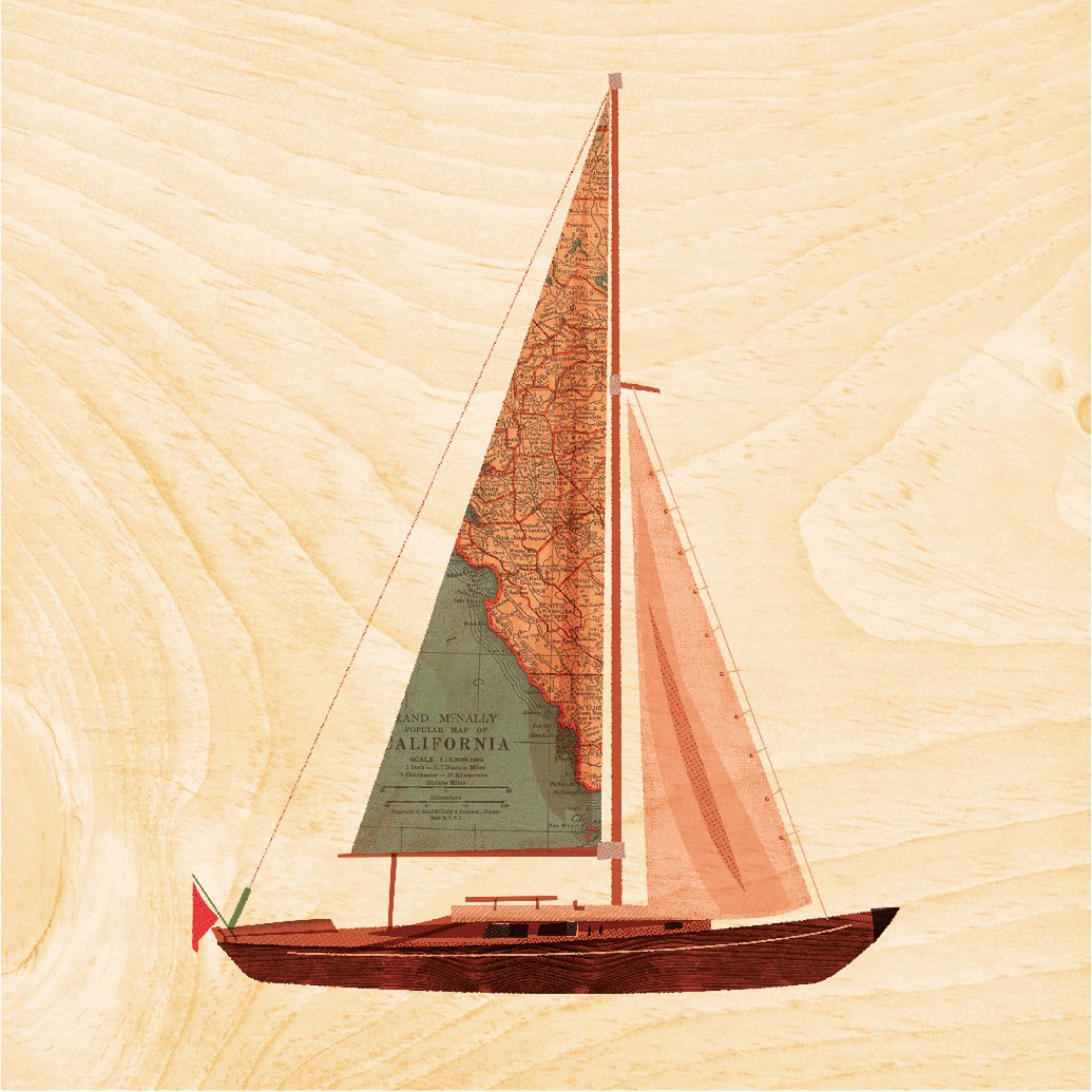Poster 45T/7 Zoll Reiseboot aus Holz
