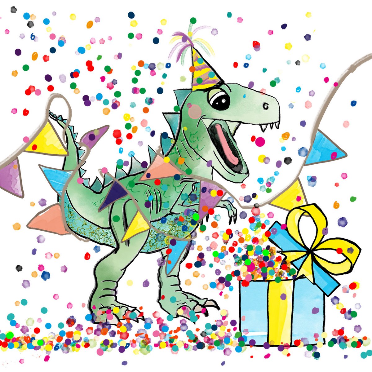 Dino Birthday Invitation – 10 Cards + Envelope